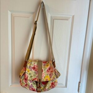 FOSSIL Vintage Floral Multicolor Shoulder/ Crossbody Adjustable Canvas Strap